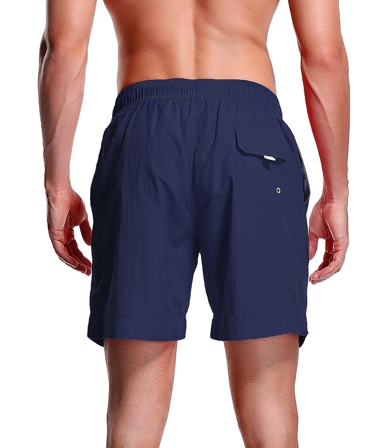 Adoretex Men's Guard Nylon Quick-Dry Swim Trunks, 7-inch Inseam Swim Board Shorts with Mesh Lining and 3 Pockets (MG012) - Navy - M - Image 2